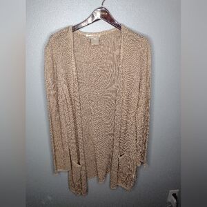 Escada Womens Cardigan Sweater 44 Gold Button Open Knit Beach Coast M